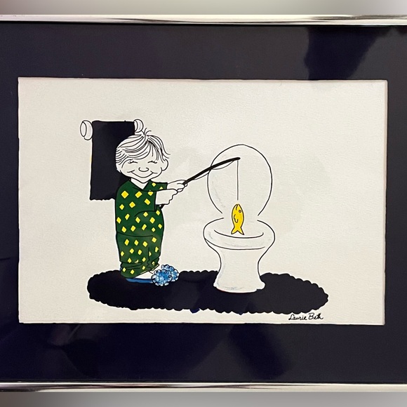 ORIGINAL’s - Laurie Beth - 1990’s “Bathroom Humor” Paintings - Numbered on Back! - Picture 3 of 16